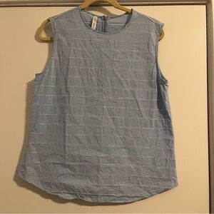 Mango Light Blue Striped Sleeveless Blouse tank top women’s size 8